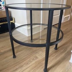 2 Tier Glasss & Rod Iron Circular Table