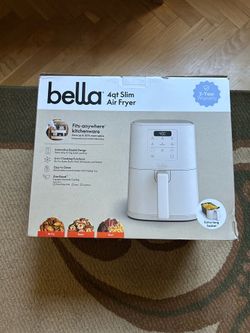 bella 4qt Slim Air Fryer Oatmilk: Small Beige Electric Fryer, 1300W,