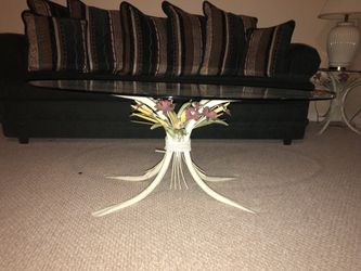 Metal floral coffee table set