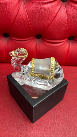 Crystal Glass Camel Figurine with Gold Accents