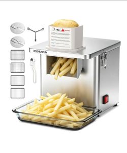 Commercial Electric Vegetable Chopper Dicer Slicer, 300W Food Prep Machine with 4.5" x 3.3" Extra-Large Chute, Stainless Steel Veggie Cutter for Dicin