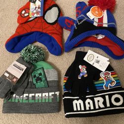New !Winter Hat and Gloves, Cold Weather. 4Set. Age 4-7 !