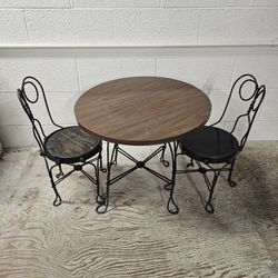 Children's Antique wrought iron ice cream parlor table/chair set. 
