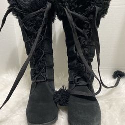 Sporto Waterproof Chelsea Fur Black Boots Women’s Size 6.5