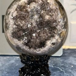 Agate Wishing Crystal Ball Druzy Smokey Quartz 2036G!!