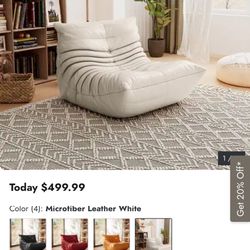 BRAND NEW in box, White Leather Sofa Floor Chair