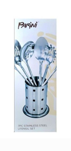 New! Parini Cookware 7 Pc Stainless Steel Cooking Utensil Set