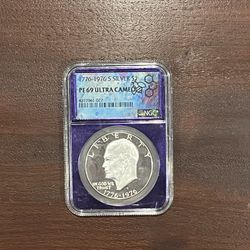 NGC PF69 ULTRA CAMEO PROOF SILVER EISENHOWER $1 Ike Dollar