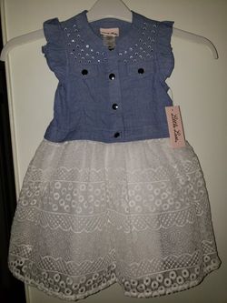 Little Lass New with Tags 4T denim and lace dress