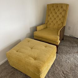 Mid Century Vintage Arm Chair and Ottoman 