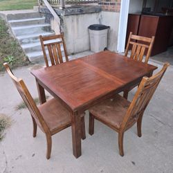 5-Piece Wood Dining Set with Leaf Extension