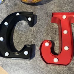 Light Up Red & Black Letters C & J 