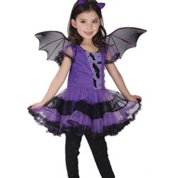 Halloween Girls Kids Fancy Dress Animal Bat Costume Purple