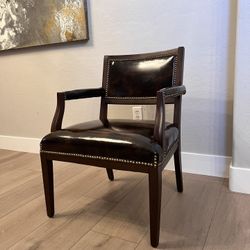 Vintage Paoli Chair Company Brown Lounge Chair w/ Brass Nailhead Design