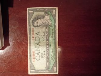Ottawa 1954 Canada One Dollar bill.