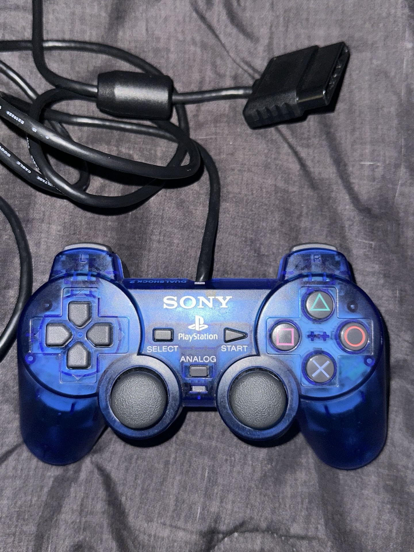 Sony PlayStation 2 Ocean Blue Clear Controller DualShock PS2 OEM Tested