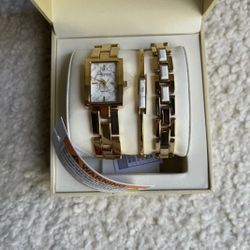 Anne Klein New York Ladies Howlite Bracelet & Watch Set