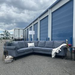Blue Havertys Sectional Couch