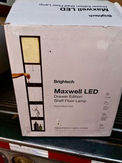 Maxwell 72 in. Havana Brown Traditional 1-Light LED Energy Efficient 3-Drawer Floor Lamp with Beige Fabric Square Shade