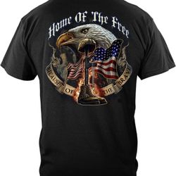 Marine Corps T-Shirt USMC Double Eagle and Flags Foil Stamp T-Shirt-3X