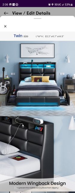 Bed Frame With LED Lights NEW IN BOX