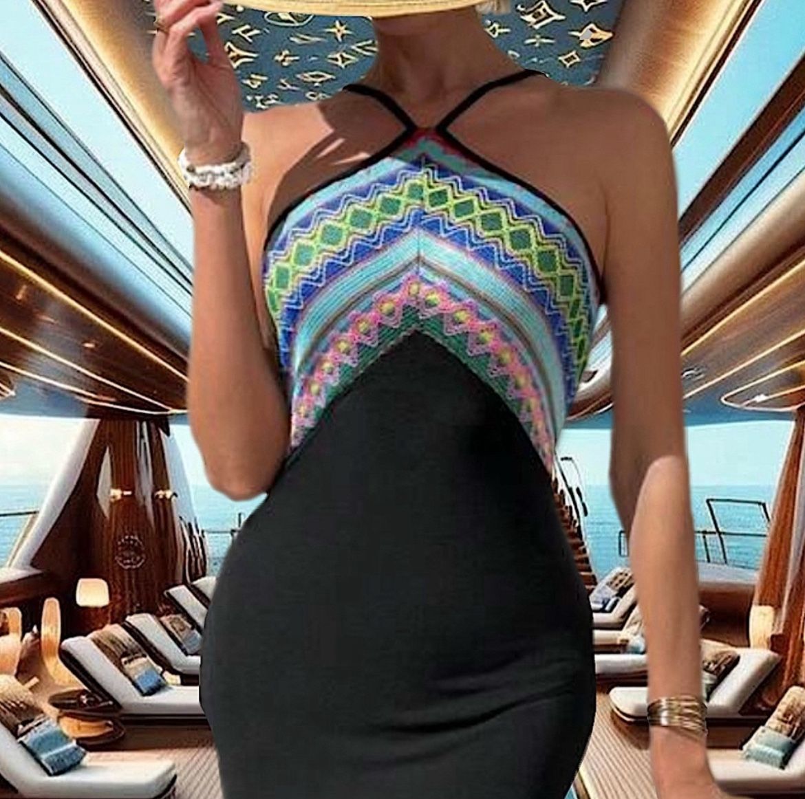 NWT, Lavishly Paris Little Beach Black Embroidered Maxi Dress