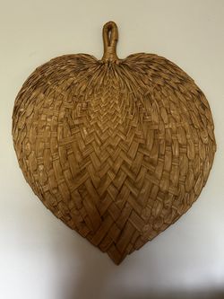 Large Vintage Rattan Fan Decor