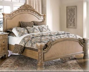 Ashley South Coast Queen Panel Bed + Box Spring + Free Mattress (See Description)