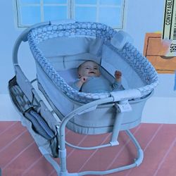 Ingenuity Dream & Grow Bedside Baby Bassinet 2-Mode Crib 0-12 Months, Adjustable Height - Tesse (Green)