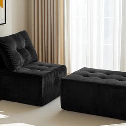 Sectional Chaise Lounge - Versatile Sofa Chair with Ottoman for Living Room