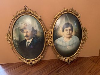 2 Victorian early 20th century Convex/Bubble Glass Picture Frames (18”W x 25”H) $200 Firm on Price