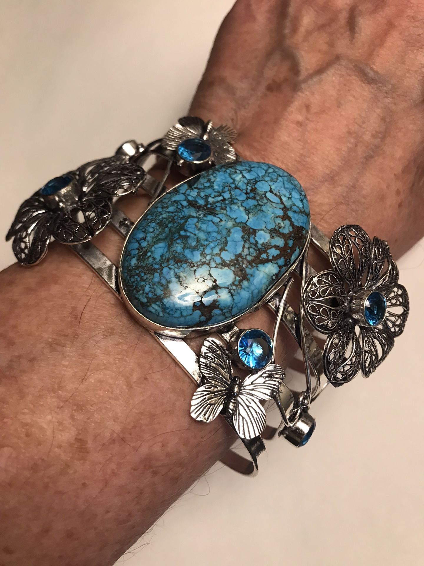 Turquoise 925 Sterling Silver Cuff Bracelet 