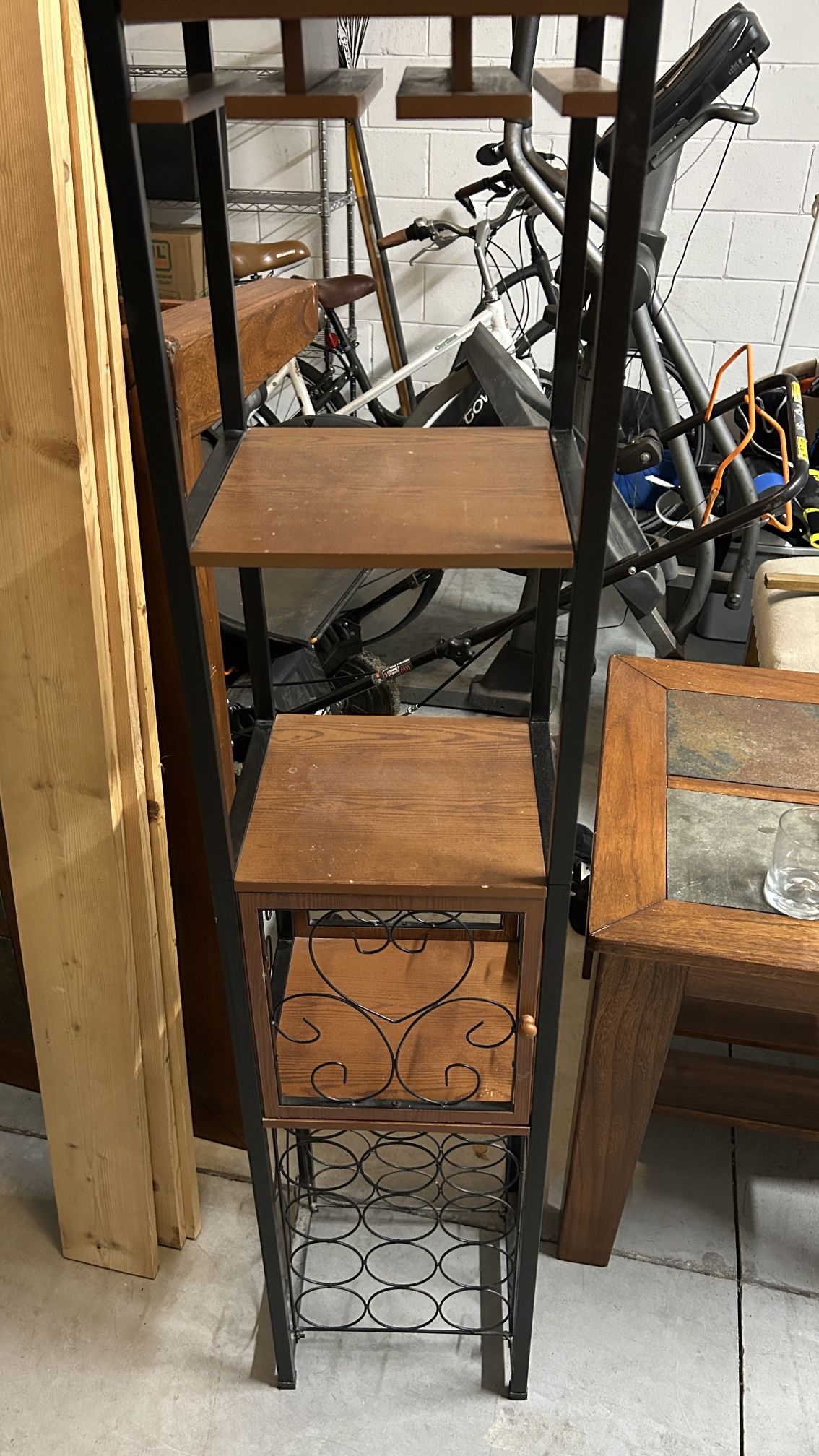 Metal & Wood Wine Rack Shelf – Rustic Industrial Bar Storage Stand