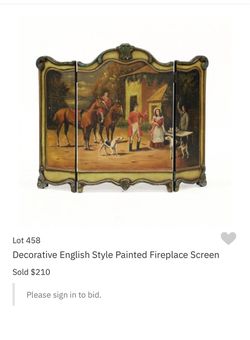 English Style Painted Three-Panel Fireplace Screen 45”x36.5”