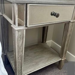 Mirrored Nightstand Table 