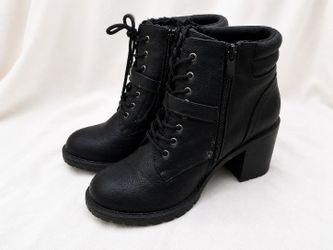 Black Heeled Combat Boots Size 10