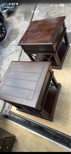 Dark Wood End Tables Set of 2