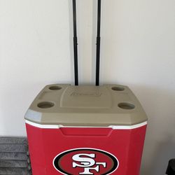 San Francisco 49ers Rolling Wheeled Coleman Cooler 