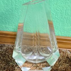 Beautiful Vintage Heavy Crystal Sommerso Slant Vase