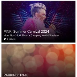 Pink Tickets For Sale 11/18/24 In Orlando Camping World Stadium