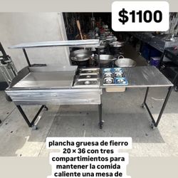 Catering Cart/ Farmers Market Grill/ Taco Cart/ Plancha I Para Manter Comida Caliente/ Salsa Bar/ Stainless Cutting Board