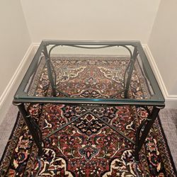 Haverty's Bronze Steel and Glass Rectangular End Table