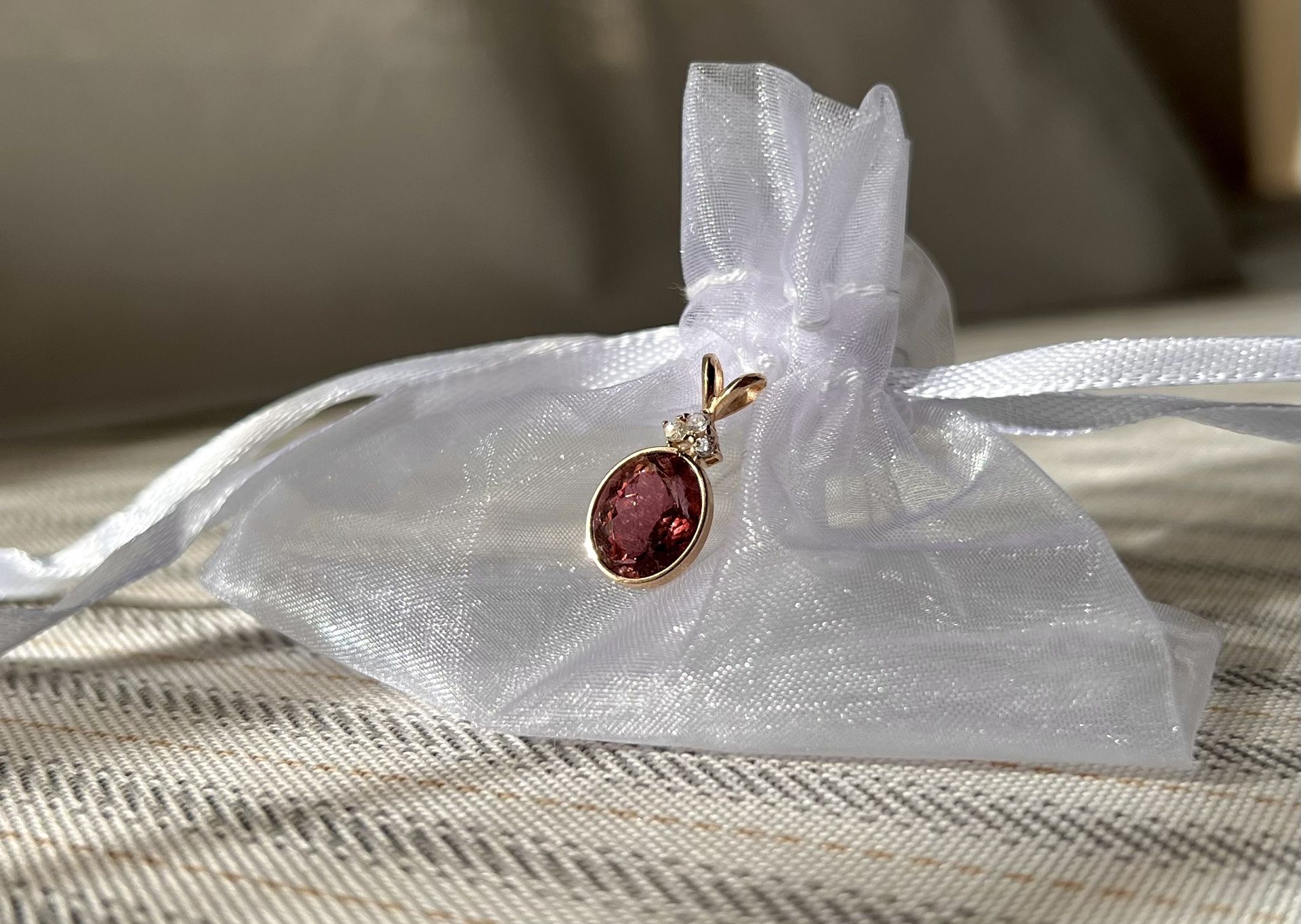 Pink Tourmaline & Diamond pendant