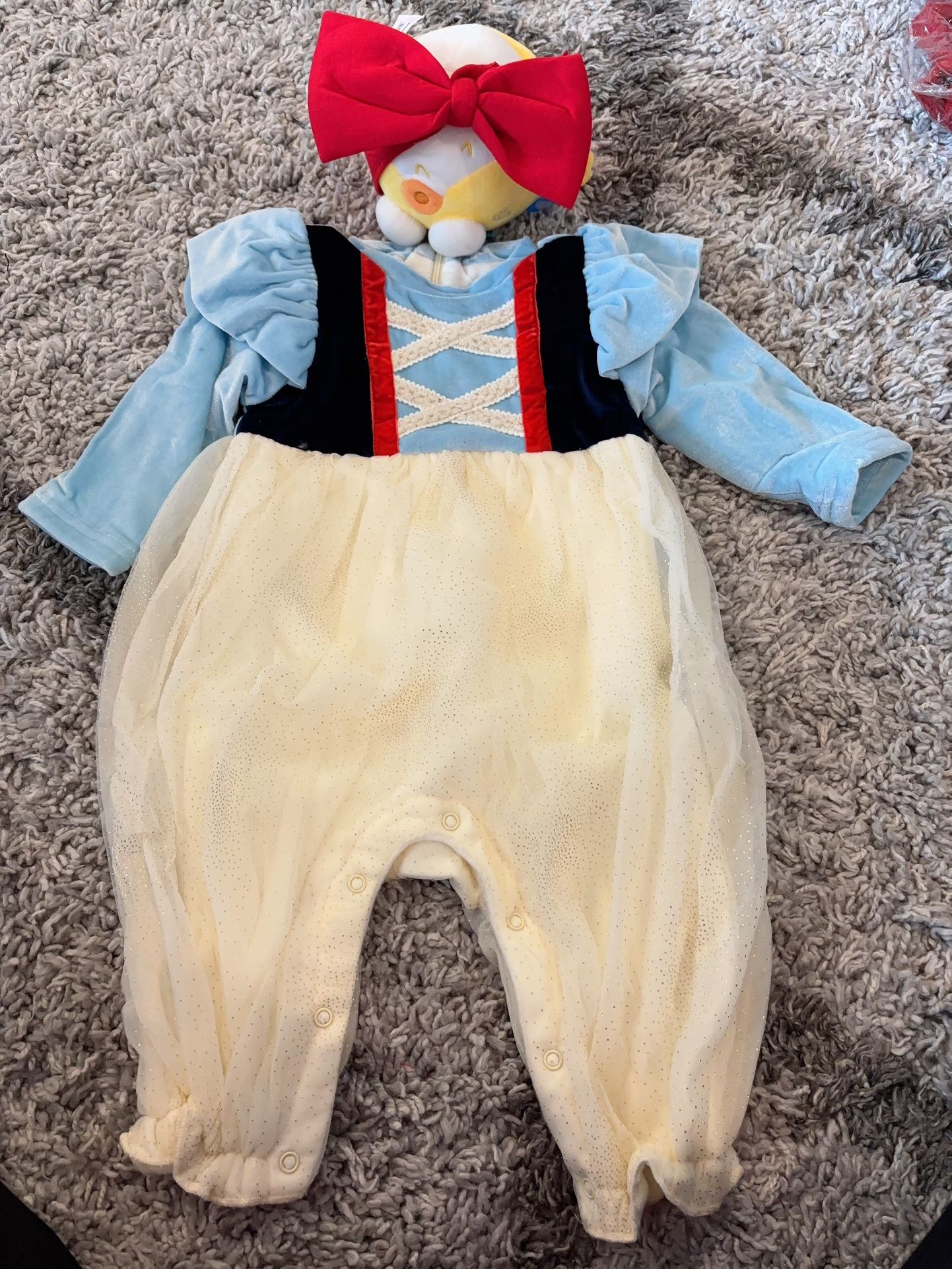 Spring and Autumn fleece-lined Snow White Princess One-piece Pants and Headwear - Glittering