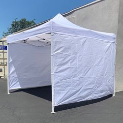 (NEW) $129 Heavy-Duty White Popup Canopy 10x10ft with (3 Sidewall) Outdoor Gazebo, Carry Bag