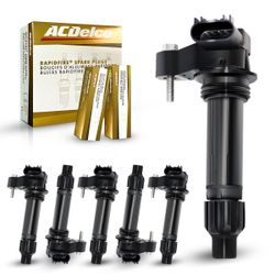 Set of 6 Ignition Coils Pack&Platinum Spark Plugs Compatible with Saturn Outlook Buick Enclave Chevrolet Caprice Traverse Cadillac CTS SRX GMC Replace