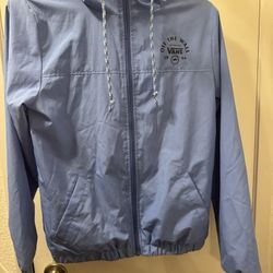 Vans Womens Sz XS Full Zip Windbreaker Jacket Lilac Blue  Lightweight Hooded