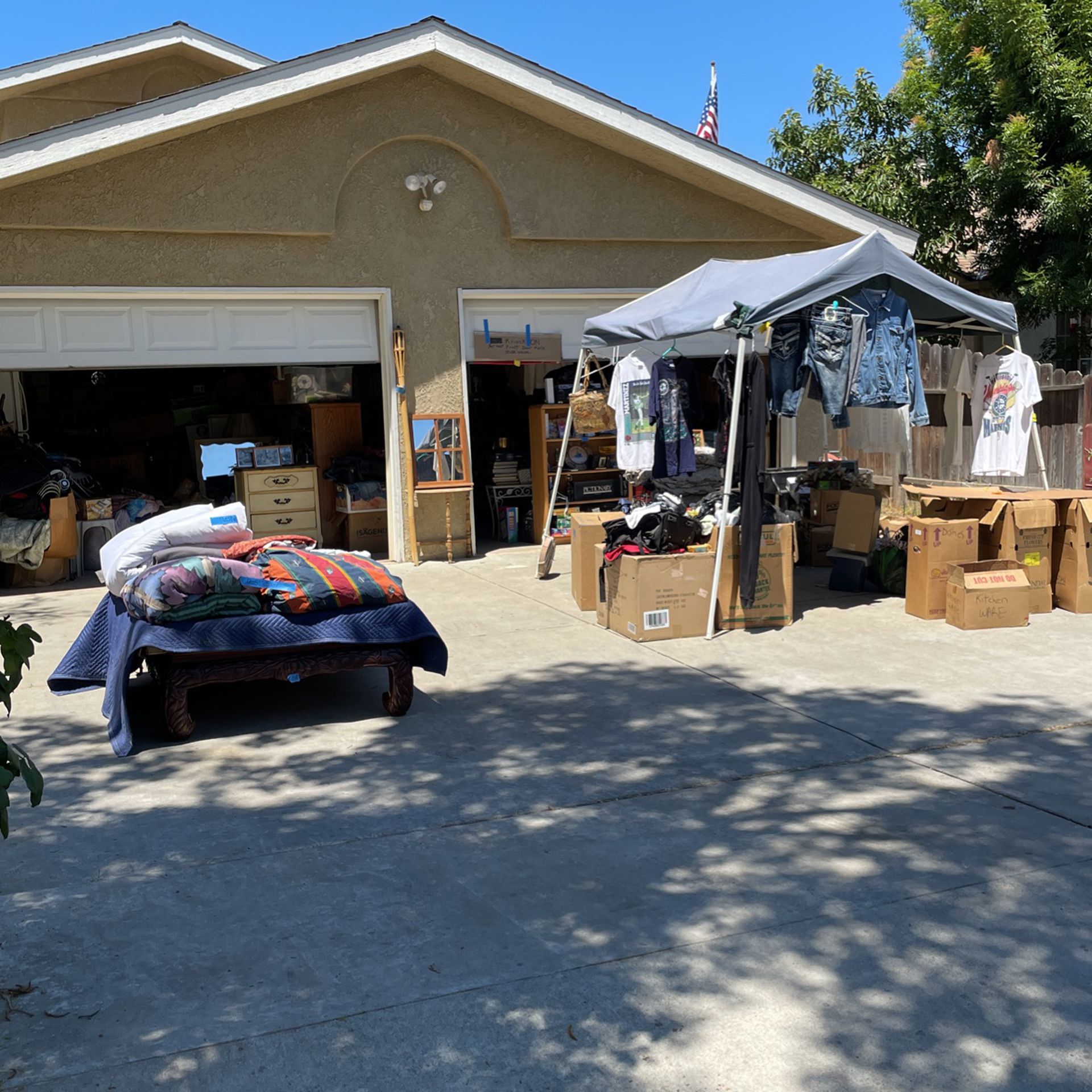 Garage Sale Every  Every Day. A variety of things such as tables shelves entertainment center blankets clothes shoes CDs lamp. Best offer
