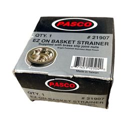 PASCO #21907 EZ On Kitchen Sink Basket Strainer Polished Stainless Steel