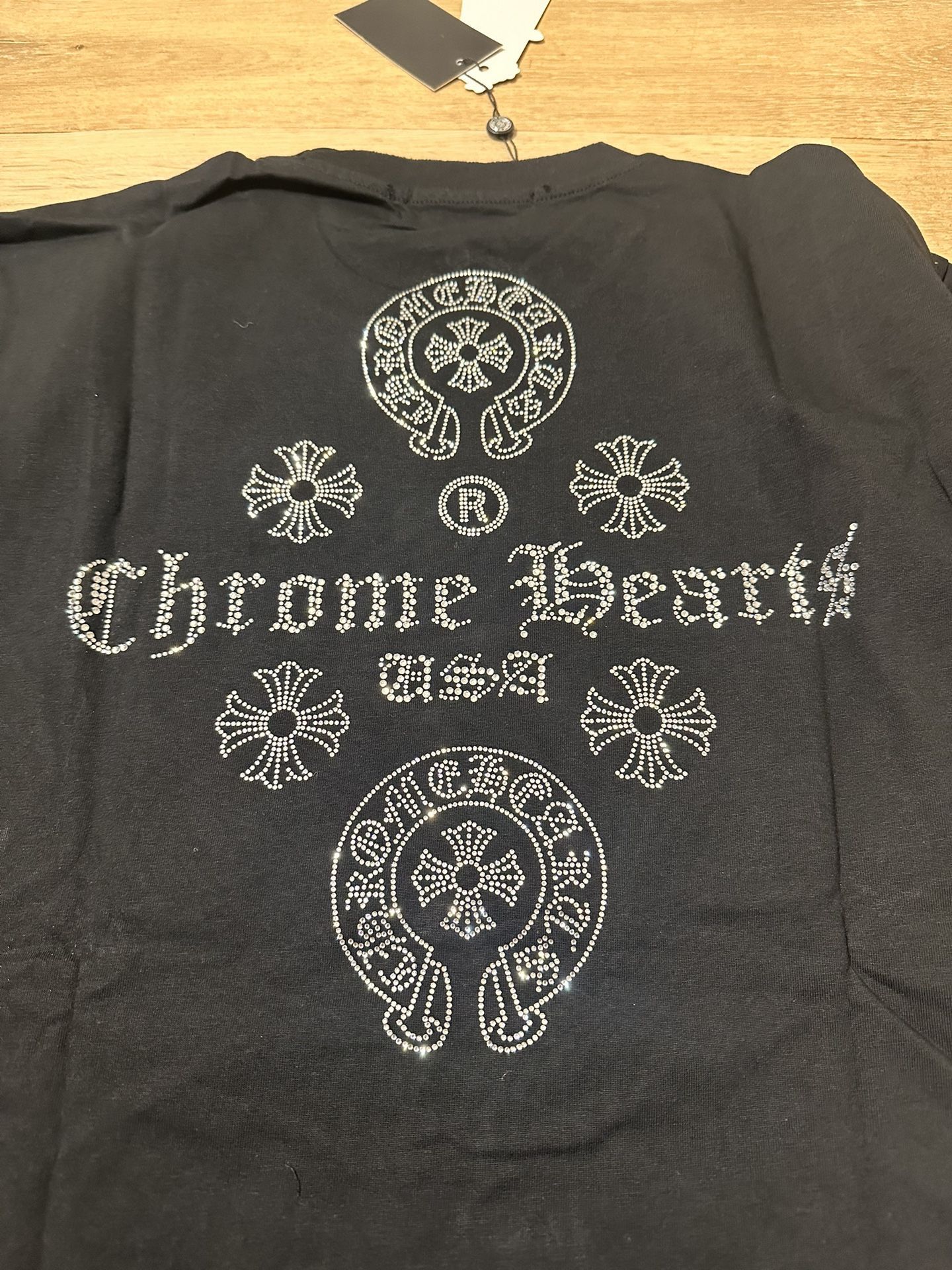 Chrome Hearts Black Shirt Rhinestones